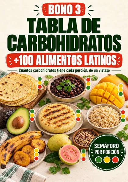 Portada: Tabla de carbohidratos de +100 alimentos latinos